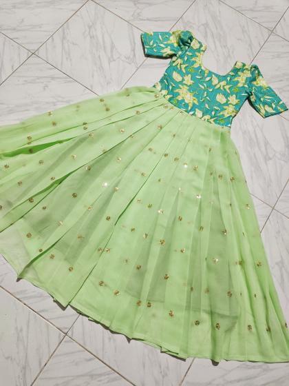 SUMMER GOWN Georgette silk Green Cheap kids clothes in Kolkata
